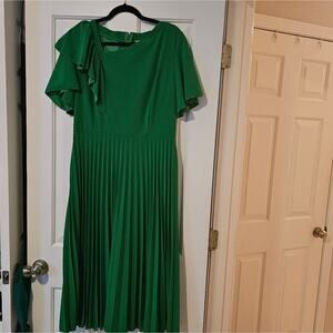 Aomei Green Midi Dress Size 2XL Pleated Flowy Plus Size Dress